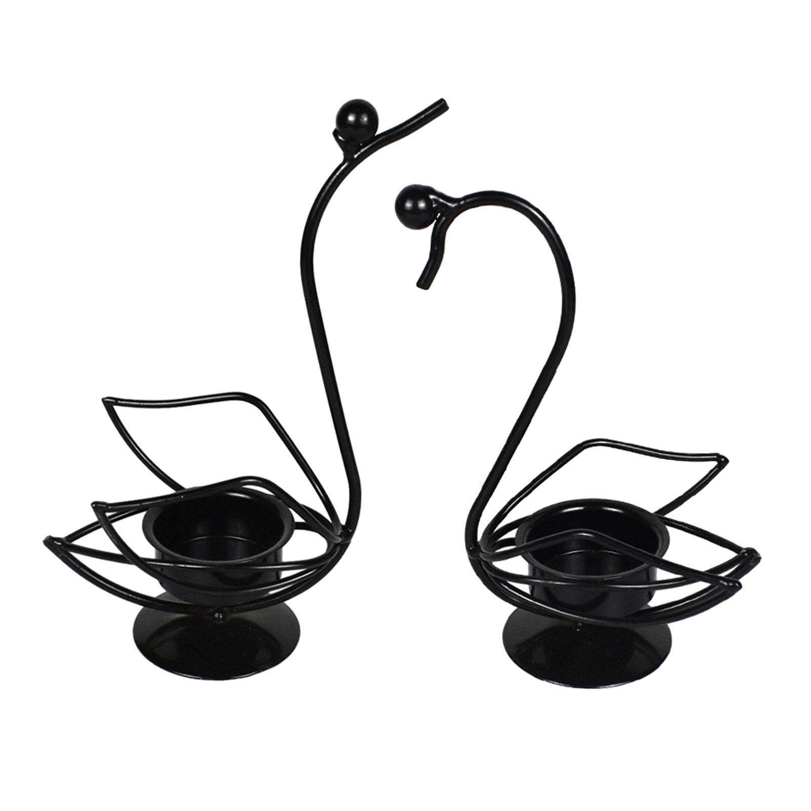 2x Swan Candle Holder Candelabra Elegant Nordic Iron Candlestick Candle Stand for Dining Table Living Room Home Holiday Decor