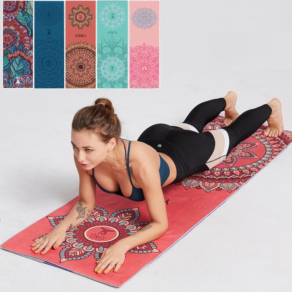 Chăn khăn Yoga chống trượt 63*185cm Khăn Gym Gym Fitness Pilates Workout Sport Travel Mẫu nhà yoga Yoga Cover Drying nhanh Color: A Size: 100x30cm