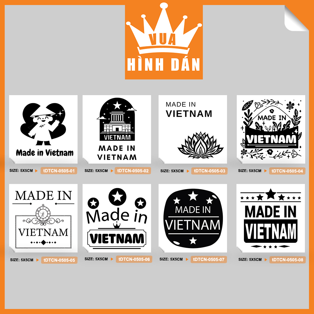 Hình ảnh Set 50/100 sticker MADE IN VIETNAM (5x5cm) tem dán túi / gói hàng dành cho shop (1.045) Vua Hình Dán