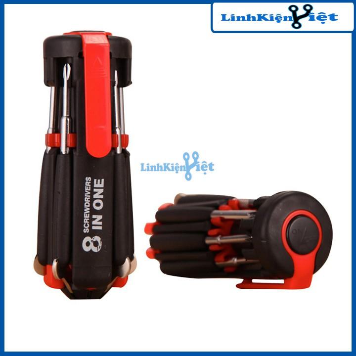 Bộ Tô Vít 8 Trong 1 Có Đèn Pin Chưa Bao Gồm Pin