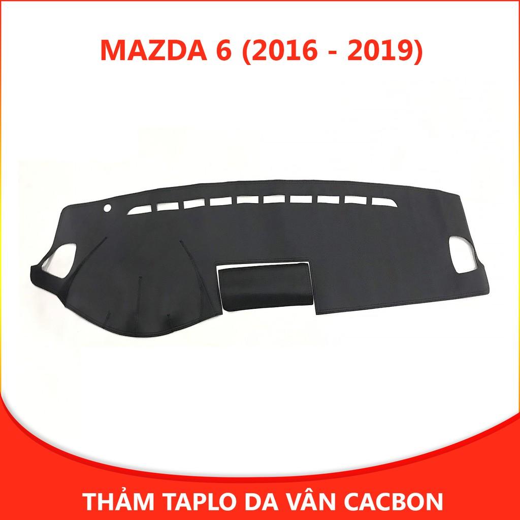 Thảm taplo ô tô Mazda 6 loại da vân cacbon chống nắng, chống nứt vỡ taplo, thảm taplo Mazda 6