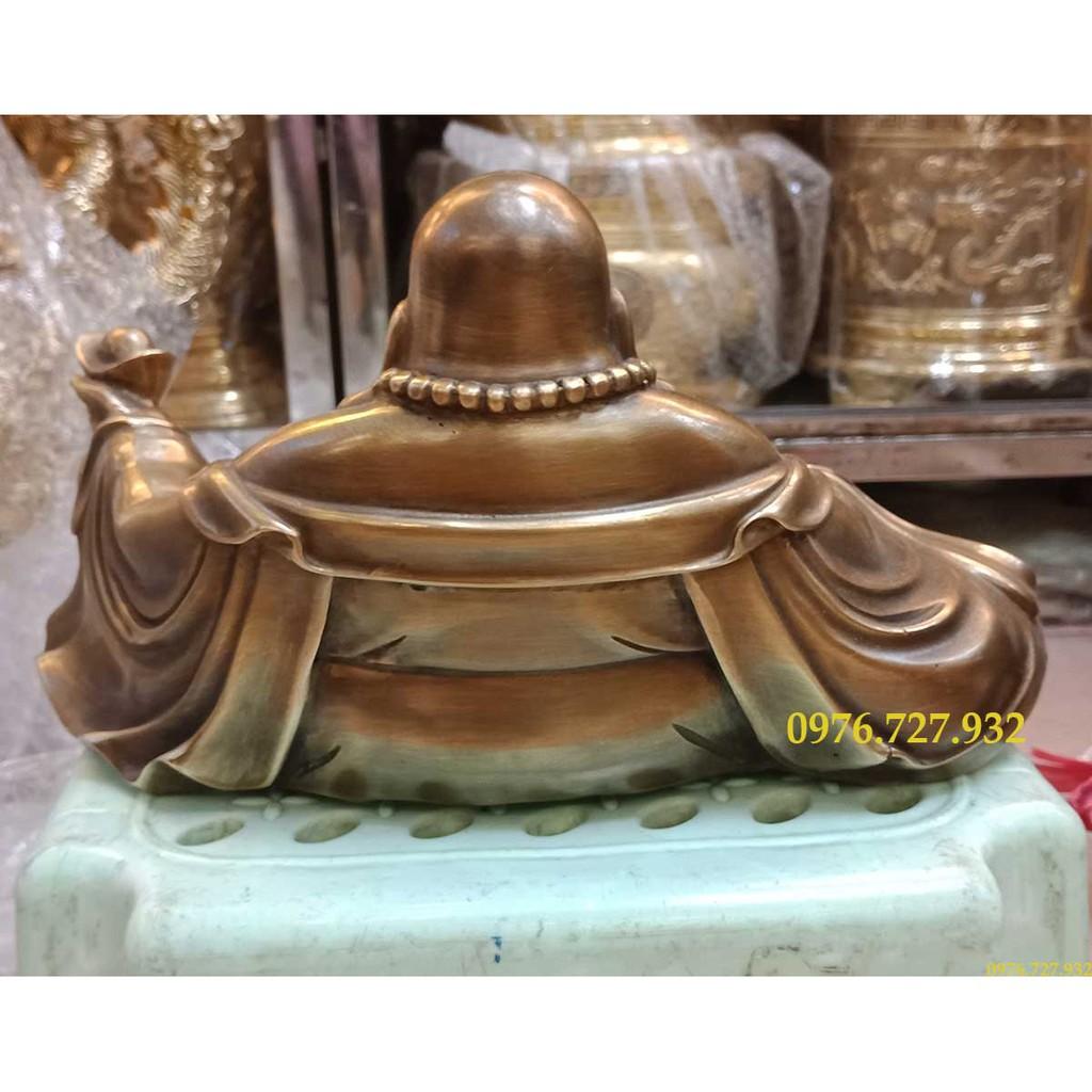 Tượng phật di lạc đồng vàng dài 27cm, bán tượng dilac bằng đồng