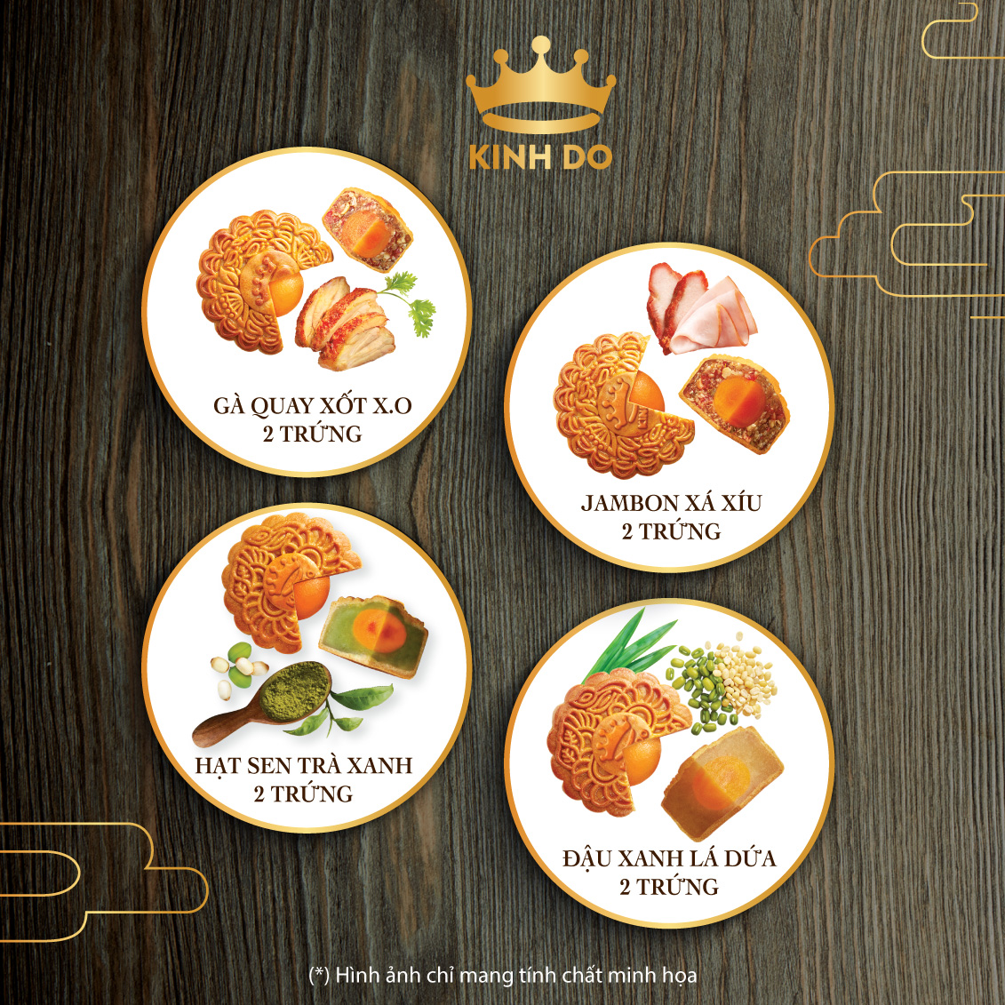 Tặng lồng đèn giấy - Hộp 4 bánh trung thu Kinh Đô &quot;Thưởng Trà Ngắm Trăng&quot; (4 bánh x 210g)