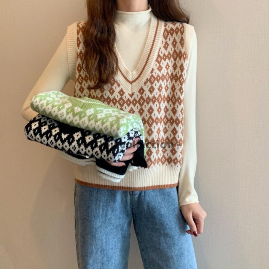 Áo Gile Họa Tiết Vintage Thổ Cẩm Áo Len Không Tay Dáng Ngắn Cá Tính Thời Trang Thu Đông - Mã TA025