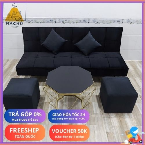 Bộ Ghế Sofa Bed, Sofa Giường 1m7 Đa Năng BẰNG VẢI NHUNG, Thông Minh 2in1 Cao Cấp Nachu Home