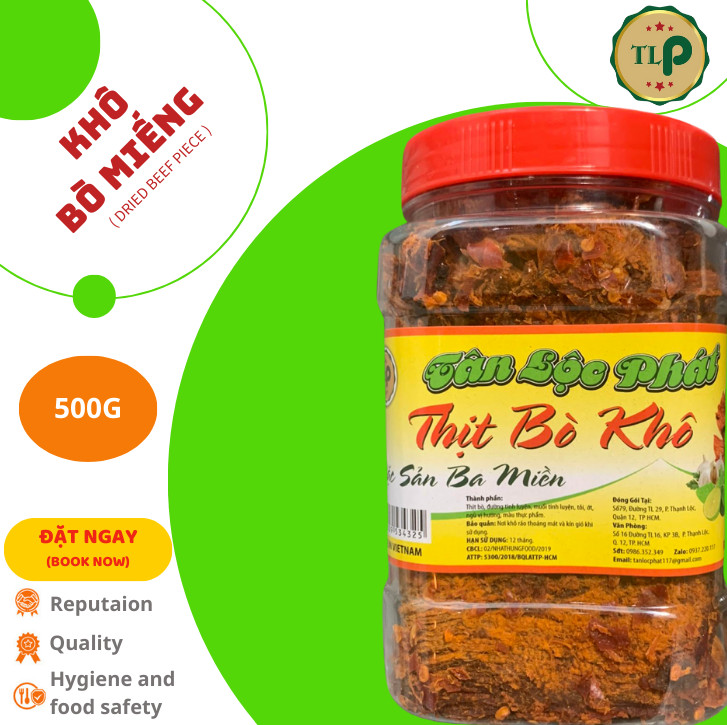 THỊT BÒ KHÔ MIẾNG MỀM CAY NHẸ TÂN LỘC PHÁT HŨ 500G