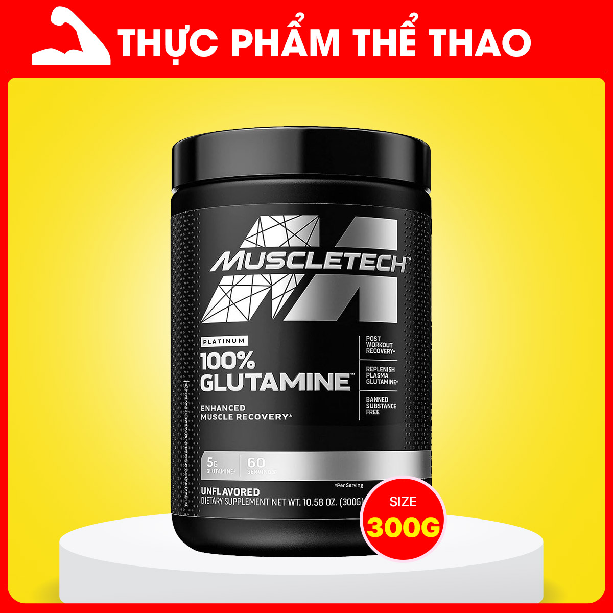 Phục Hồi Cơ Bắp Platinum 100 Glutamine 60 Servings - Chính Hãng Muscletech - Không Vị