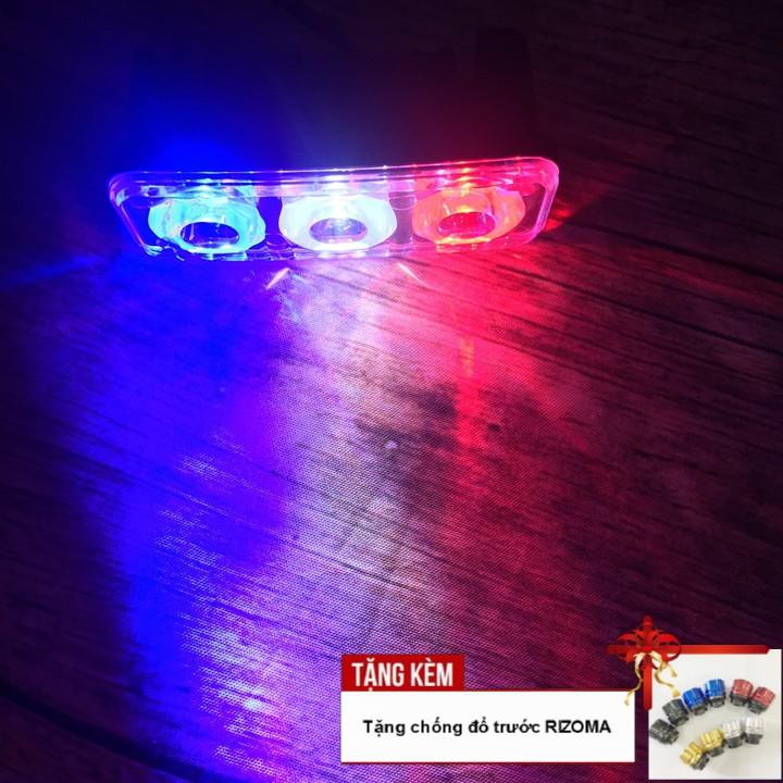 Đèn LED trợ sáng C3 - 3 màu cho xe máy A226-KR6 - Tặng kèm bộ chống đổ trước răng cưa