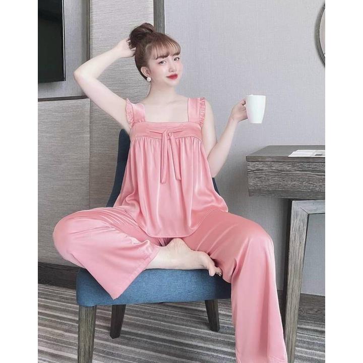 Đồ bộ nữ vải satin (nặng dưới 55kg, mông dưới 95cm mặc vừa) * Set đồ bộ nữ