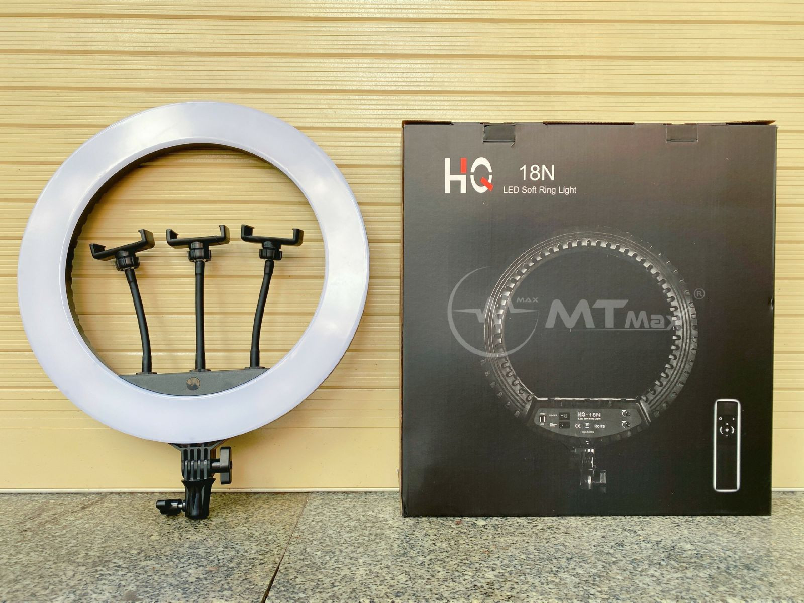 Đèn livestream 45cm HQ18N Đèn trợ sáng 3 kẹp điện thoại size 18 inch Hỗ trợ ánh sáng cho người bán hàng online, make up