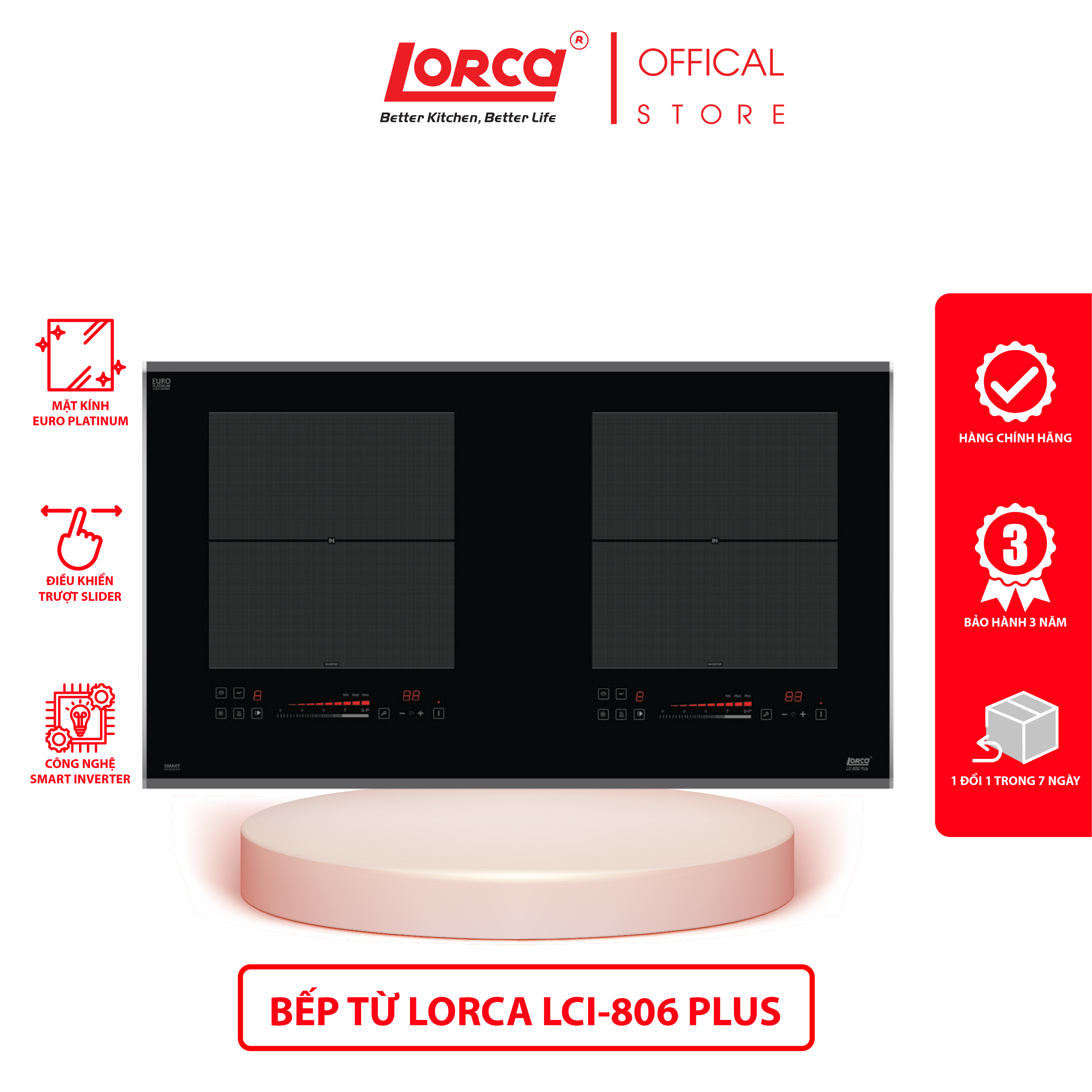 Bếp từ đôi LORCA LCI 806 PLUS - Hàng chính hãng công nghệ Inverter cao cấp nhập khẩu