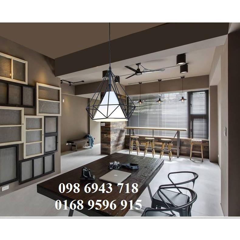 Đèn trang trí,đèn thả khung sắt tạo hình kim cương