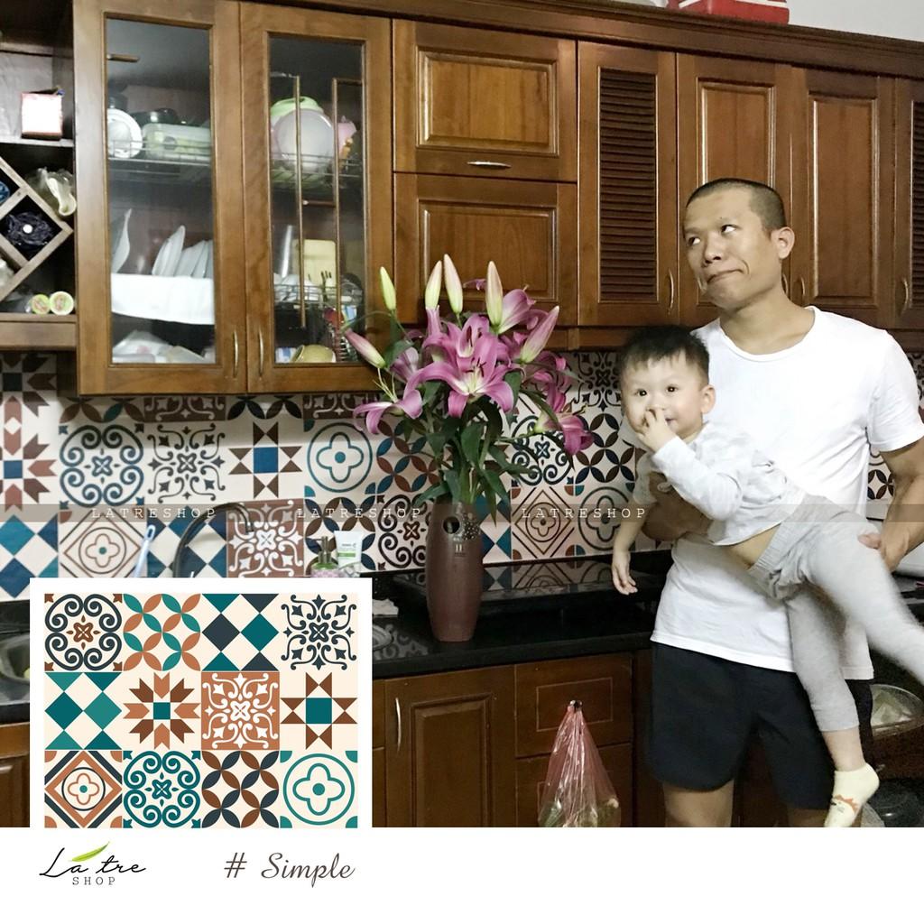 Decal gạch bông chịu nhiệt dán bếp tường nhà tắm dễ lau chùi đề can loại 1 - Simple khổ 40x60cm 0012
