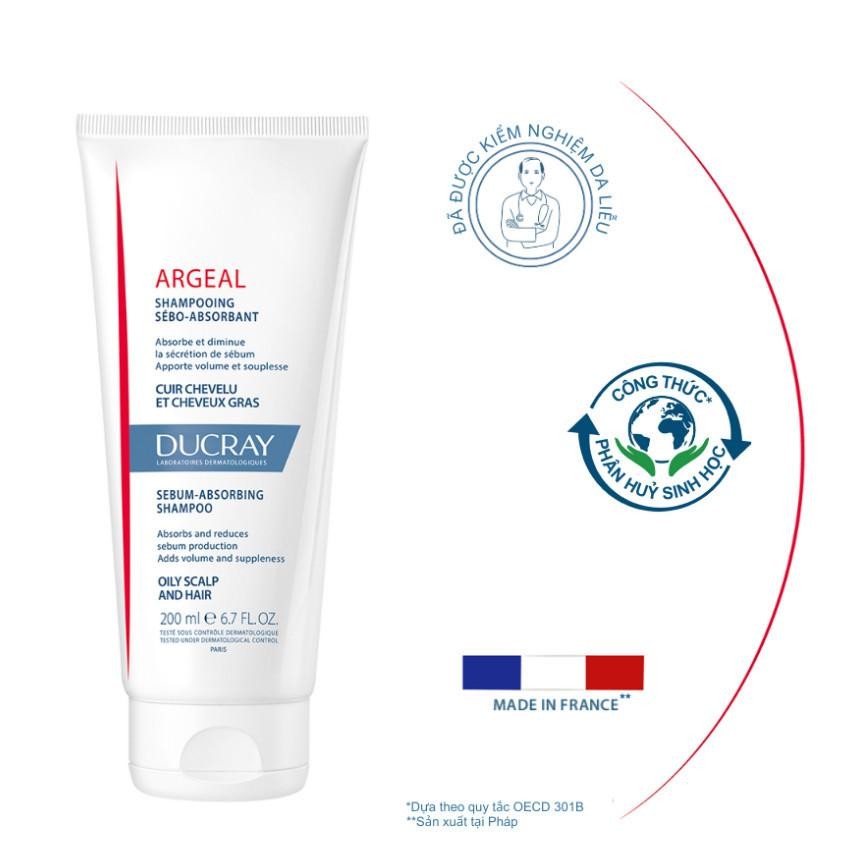 Dầu gội dạng kem điều tiết bã nhờn &amp; chống bết dính Ducray Argeal Shampoo 200ml