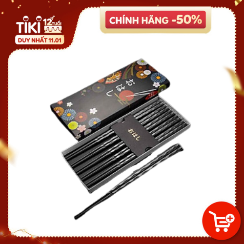 Set 10 Đôi Đũa Chống Trơn Chống Nấm Mốc Cao Cấp Nội Địa Nhật Bản (Tặng Cafe Macca)