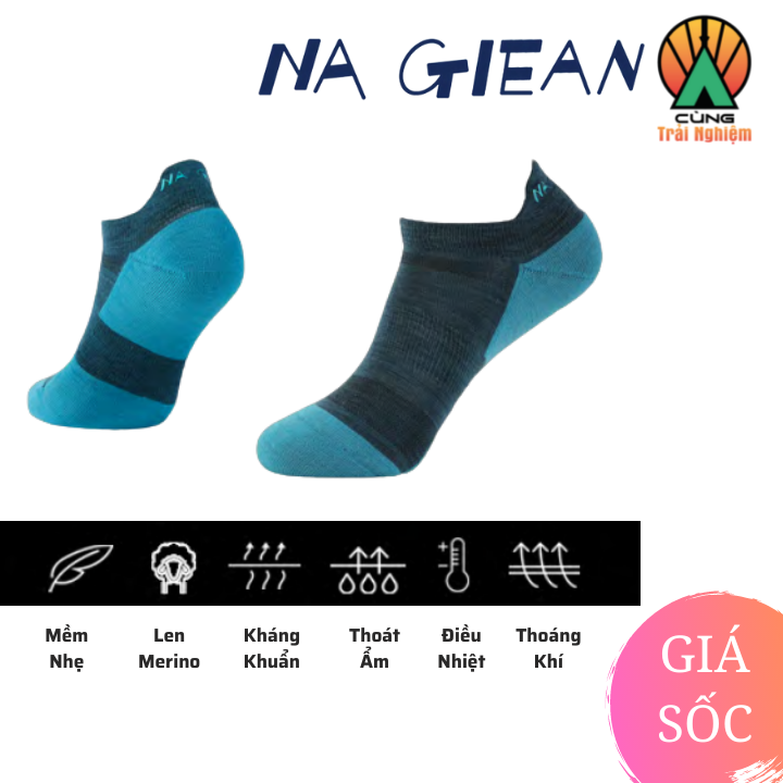 Tất Lông Cừu Merino Cao Cấp Chuyên Dụng Thể Thao, Dã Ngoại, Leo Núi,Trekking Na Giean NGNL0001