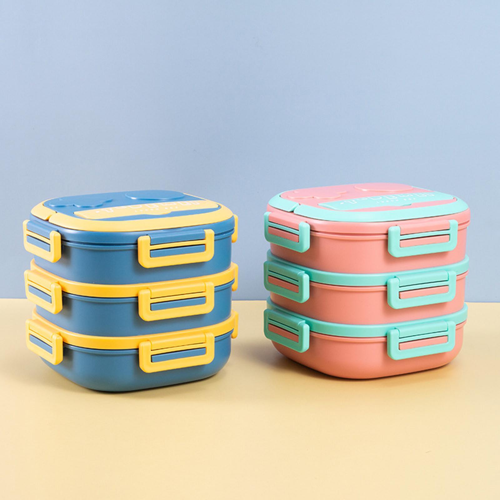 Food Storage Lunch Box Grids Portable Lid Square for Office Camping
