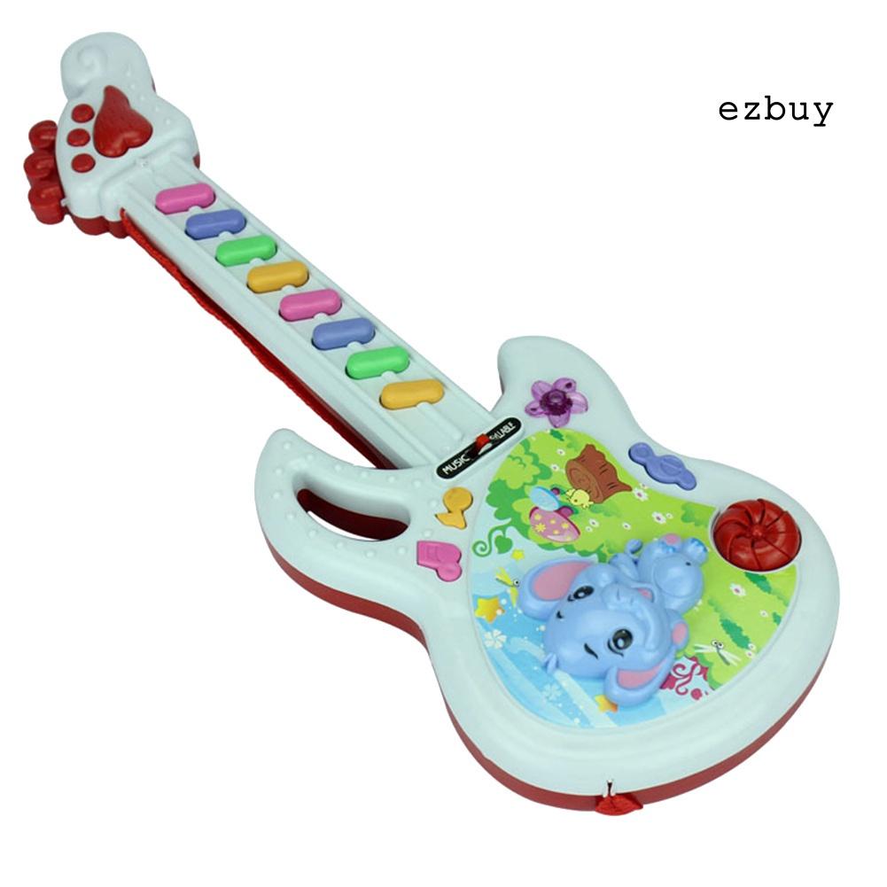 EY-Cute Cartoon Elephant Plastic Electronic Guitar Baby Kids Rhyme Music Toy Gift