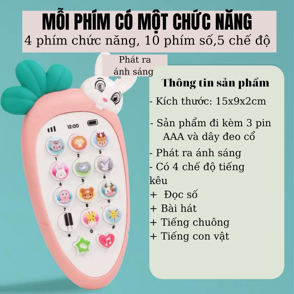 Điện thoại đồ chơi cho bé - Đồ chơi âm thanh kèm đồ gặm nướu - Có nhạc và phát sáng - Tặng Pin và Dây đeo