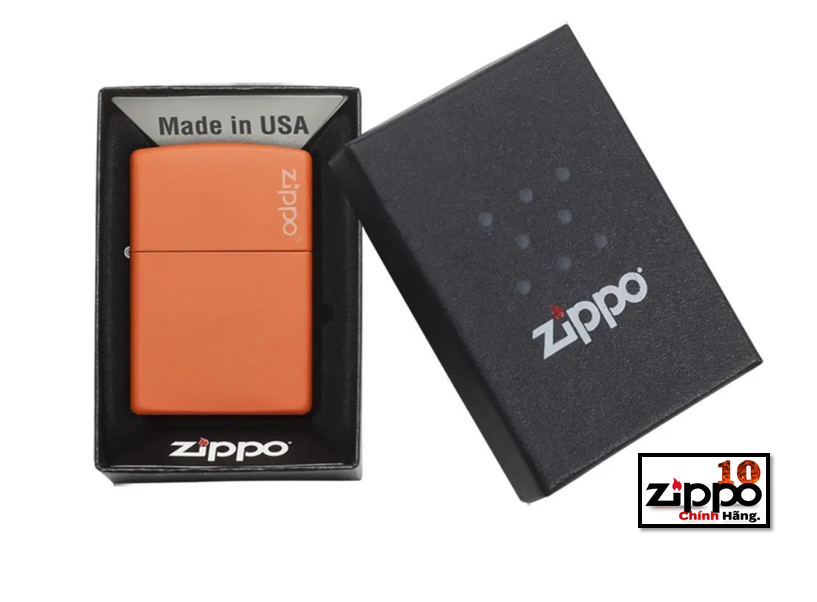 Bật lửa Zippo 231ZL Classic Orange Matte Zippo Logo (sơn tĩnh điện màu cam) - Chính hãng 100%