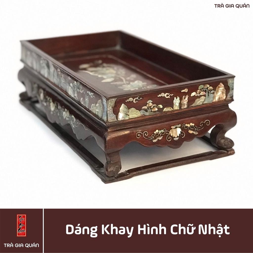 Khay Trà Gỗ Hương Hình Chữ Nhật Kích Thước 35*20*11 cm KT 80