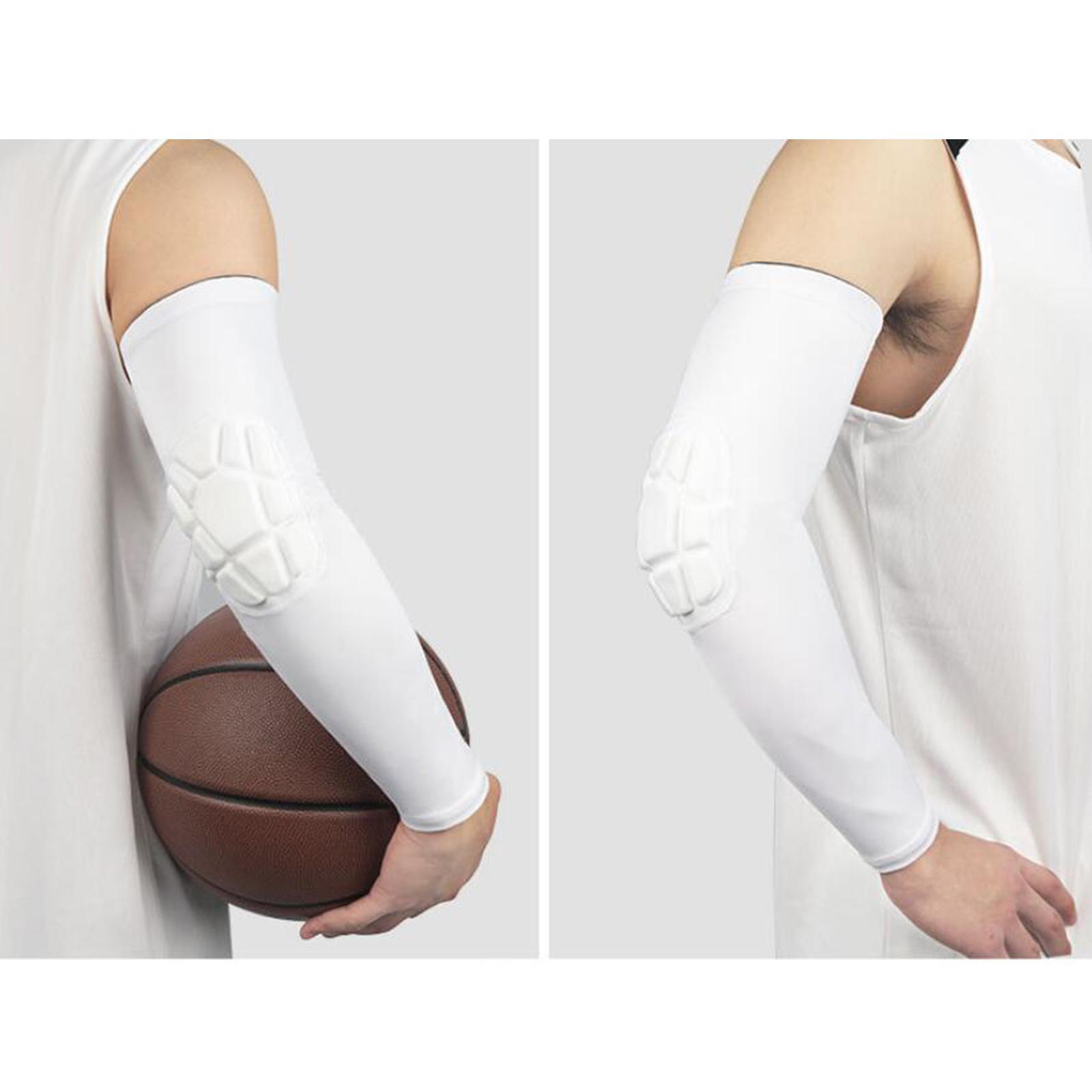 2X Elbow Support Compression Honeycomb Pad Joint Arm Sleeve Sport White M