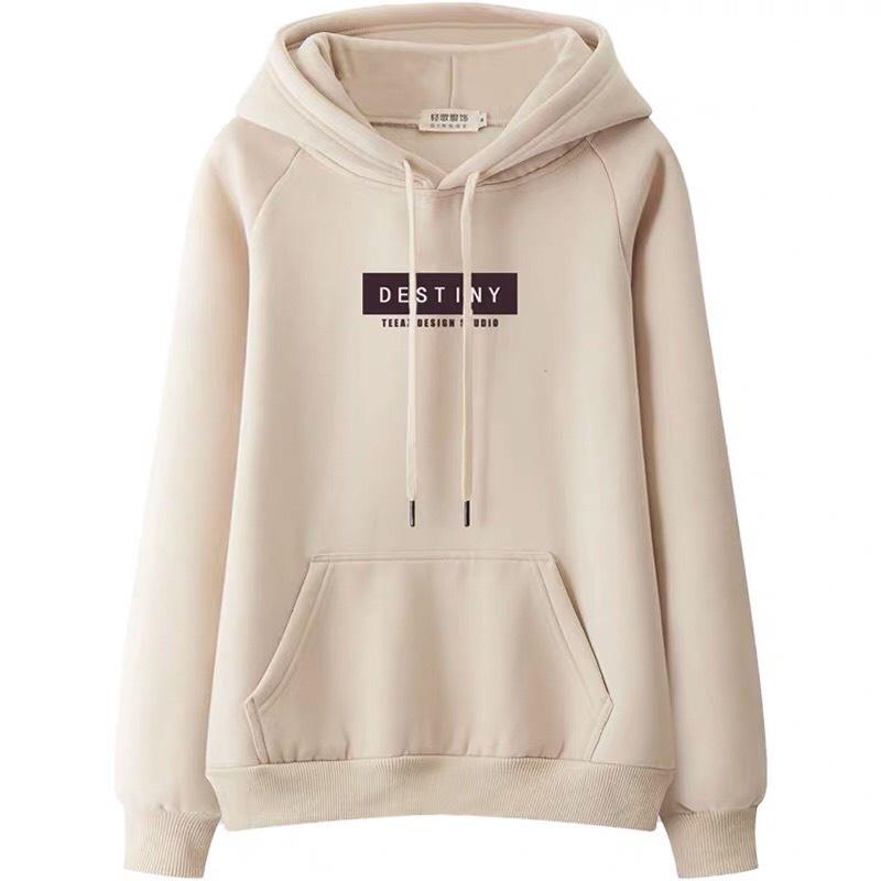 ÁO HOODIE NỈ UNISEX PHOM NAM NỮ MÀU KEM IN KÝ TỰ NHIỀU MẪU