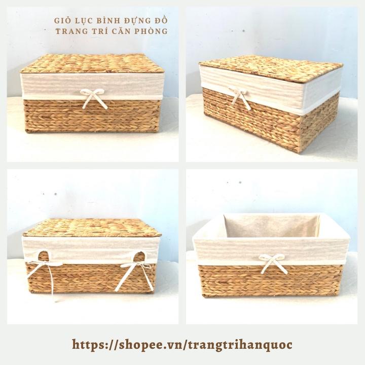Hộp đựng đồ bằng lục bình đan tay xinh xắn size nhỏ 33x22x16cm