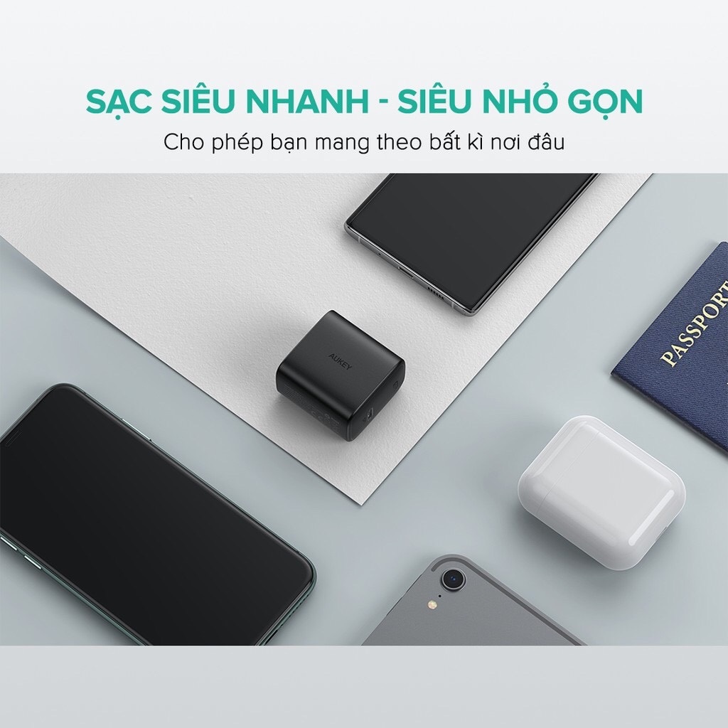 Cốc sạc Aukey 1Type-C 20W PA-F1S - Hàng chính hãng