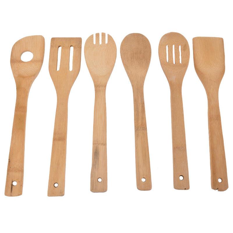 6 Cái/lốc Phụ Kiện Nhà Bếp Di Động Cookwear Tre Gỗ Dụng Cụ Nấu Ăn Nhà Bếp Muỗng Thìa Đũa Trộn Gỗ Dụng Cụ #15