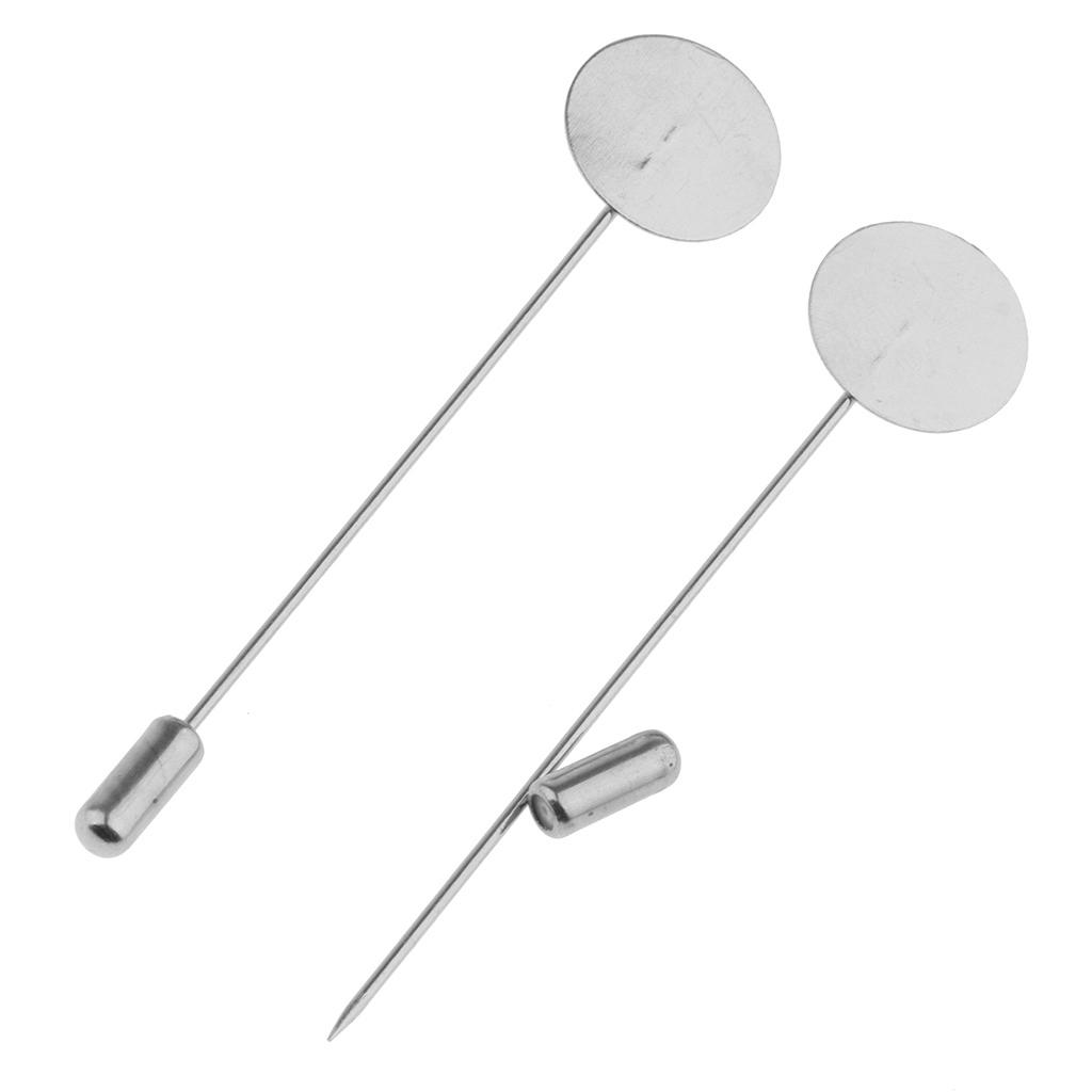 3x10Pcs Silver Lapel Stick Pin Base Brooch Glue on Collar Suit Lapel Pin 15mm