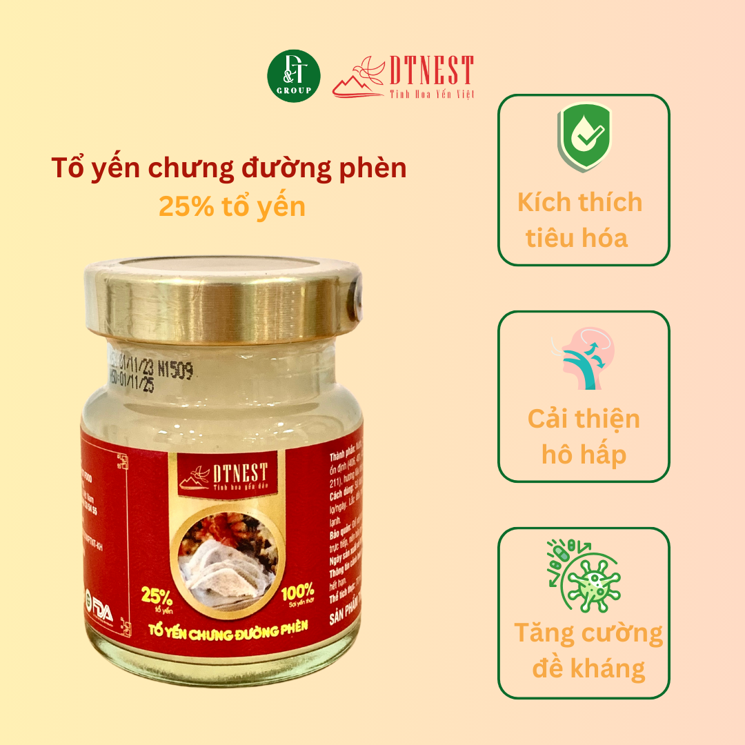 Đặc sản Khánh Hòa - Hộp quà Yến Chưng đường phèn 70ml DT NEST/ DT FOOD