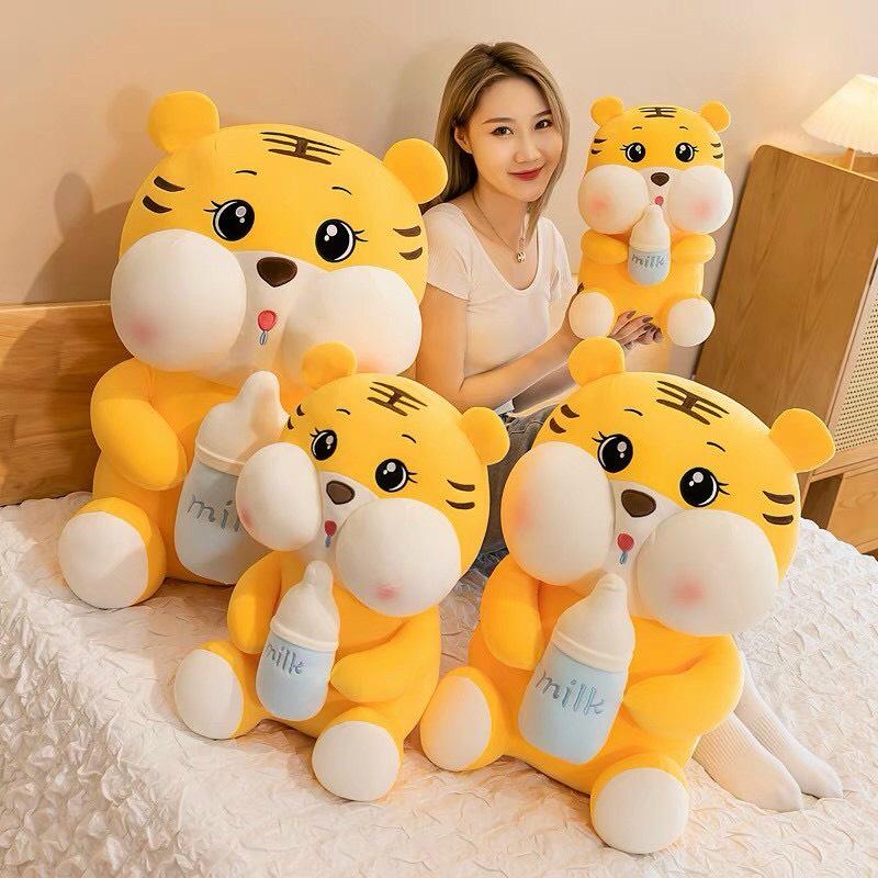 Gấu bông to Hổ ôm bình sữa,Tik.tok nhồi bông *̀  ̂́*,gối ôm hình thú nhồi bông siêu dễ thương
