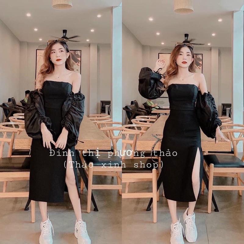 HOT HIT ÁO TRỄ VAI TAY PHỒNG CÚP NGỰC SẴN TRẮNG-ĐEN