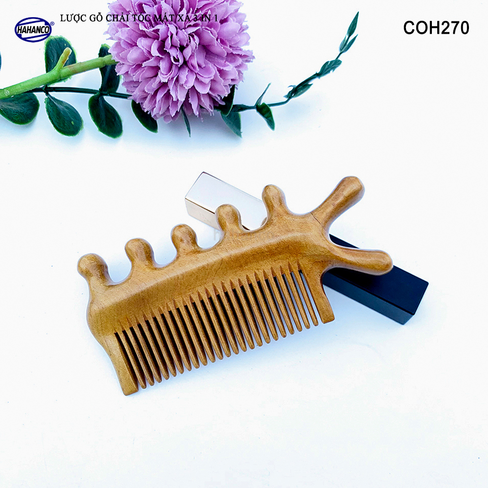 Lược Gỗ Thơm Massage Đa Năng HAHANCO Mát Xa Bấm Huyệt Chăm Sóc Toàn Thân - COH270