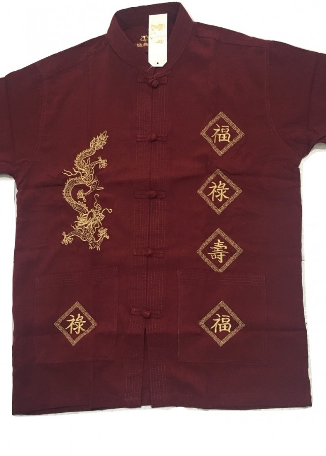 Áo tiều thêu rồng phượng cotton 100%