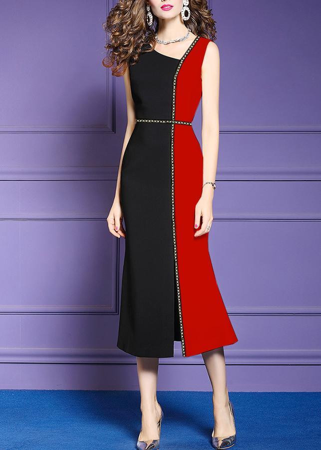 Đầm Ôm Dự Tiệc Đẹp Kiểu Đầm Body Xẻ Tà Phồi Viền Màu Đỏ GOTI3049 -  M 48-53kg - ĐEN