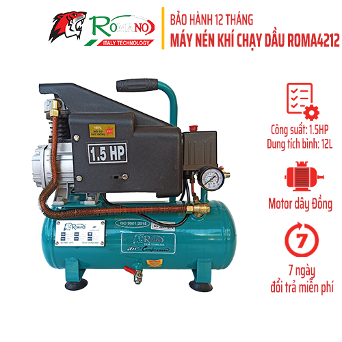 Máy Nén Khí Có Dầu Đầu Liền Romano ROMA-4212 (Bình 12L, 1.5HP)