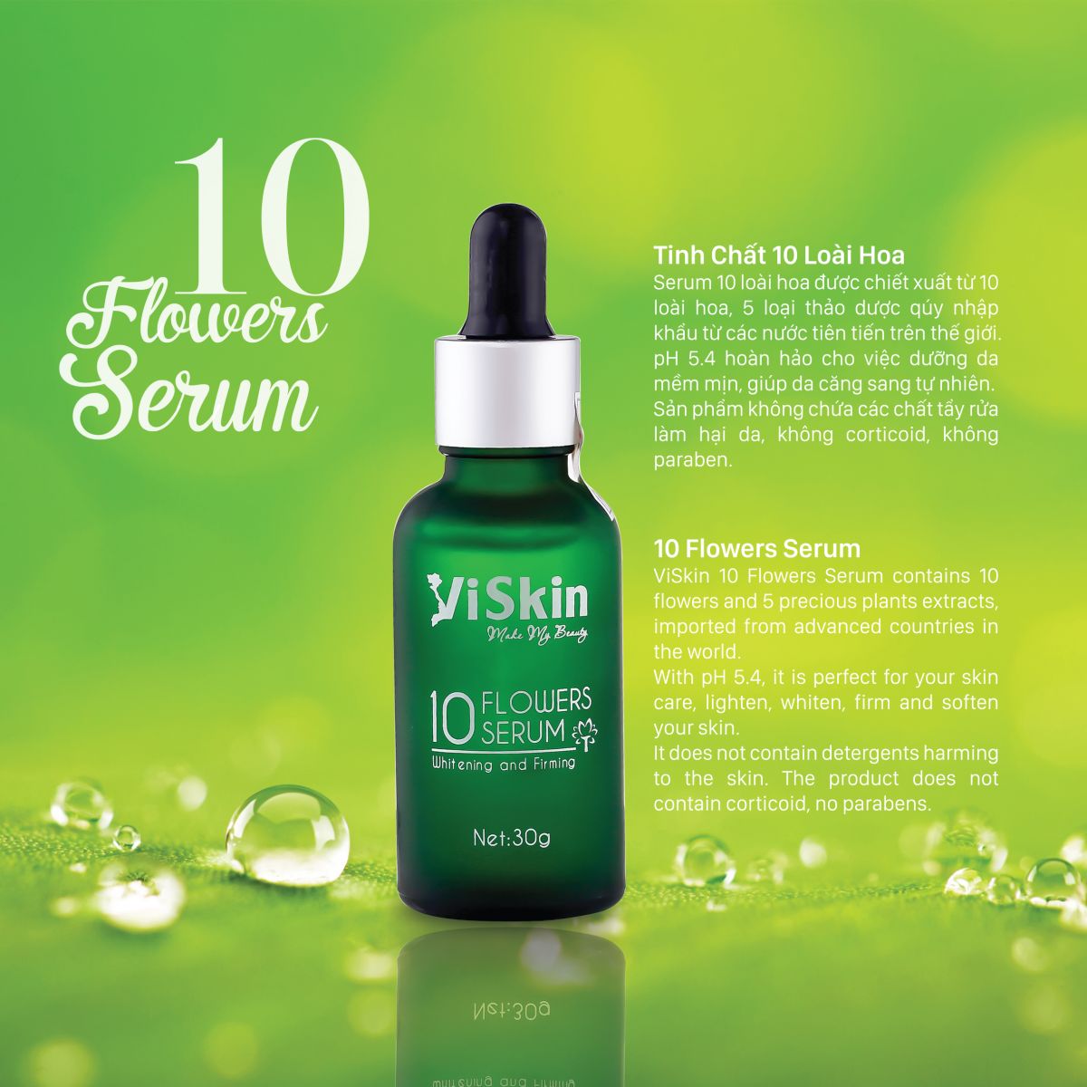 SERUM - TINH CHẤT 10 LOÀI HOA VISKIN - pH 5.4