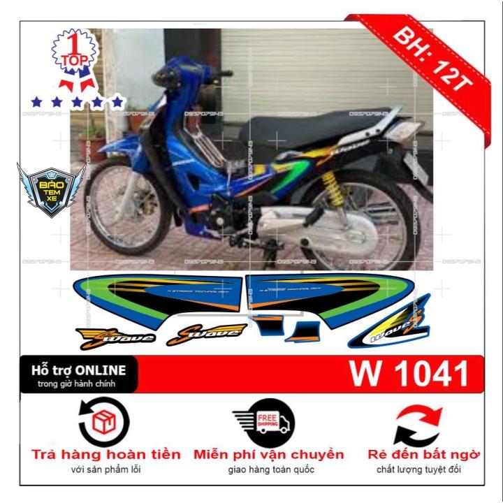 Tem rời dán xe wave S 125 xanh đen - Bi Decal