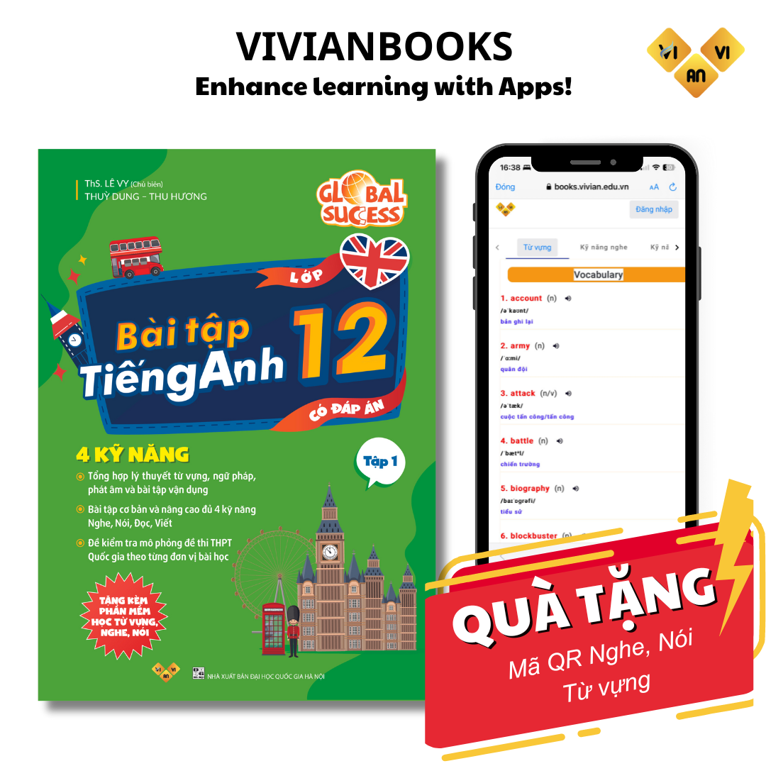 Sách Bài tập tiếng Anh lớp 12 Global Success, 4 kỹ năng (Có đáp án) – Tập 1– ThS Lê Vy Vivian