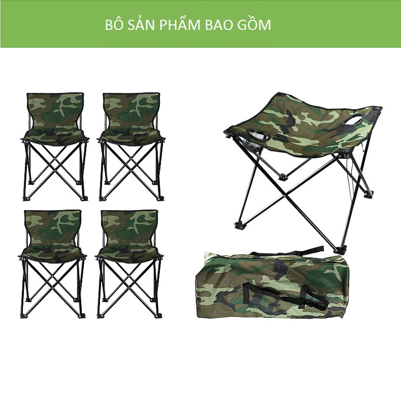 Bộ Bàn Ghế Dã Ngoại, Bộ Bàn Ghế Picnic Màu Rằn Ri Cao Cấp - Hàng Nhập Khẩu
