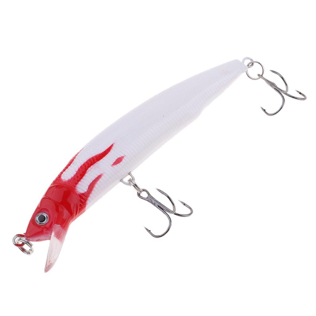 Premium Minnow Fishing Bait Hard Artificial Lure Crankbait Rigs with 2 Sharpe Anti-rust Treble Hooks