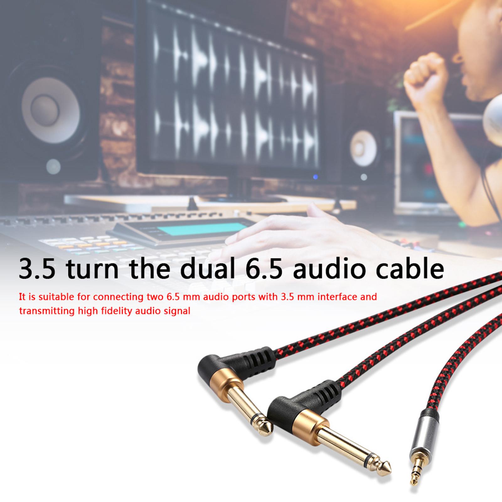 3.5 mm to 2 X 6.35 mm, Gold-Plated 3.5mm 1/8" TRS Male to Dual 6.35mm 1/4" TS Male Mono Audio Splitter Cable for Smartphone, Amplifiers