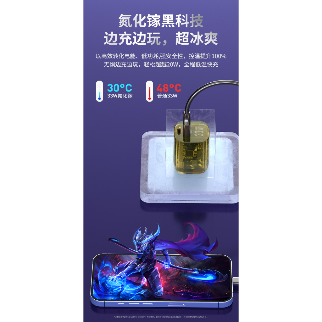 Bộ củ cáp sạc nhanh WEKOME 33W U115 trong suốt 2 cổng sạc usb và type C cho mọi loại máy