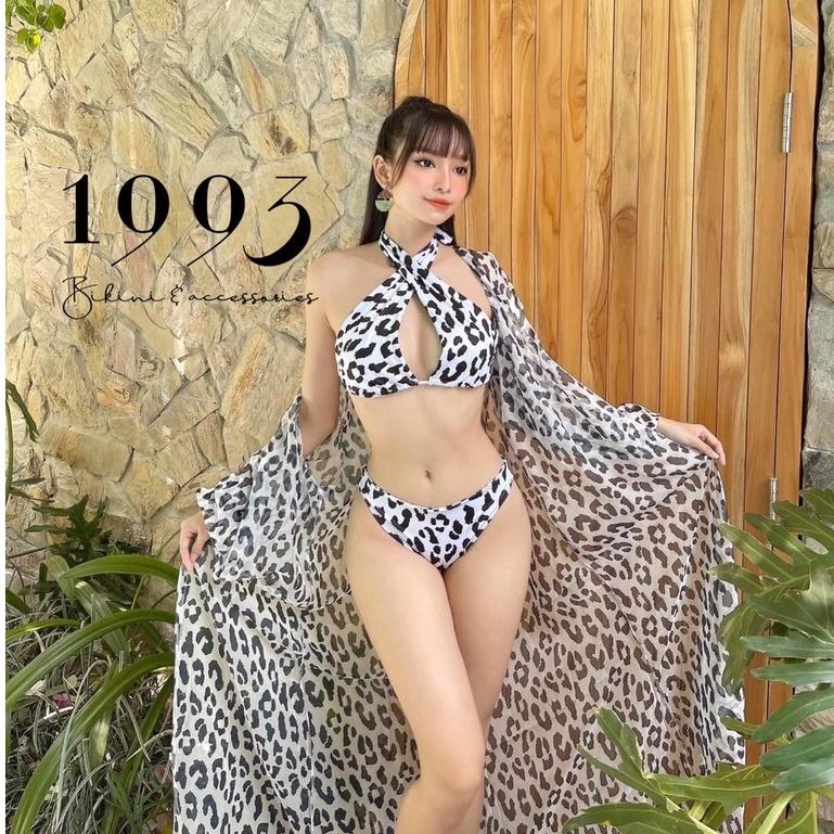 BIKINI 2 MẢNH HỌA TIÊT DA BEO TRẮNG KÈM ÁO CHOÀNG CAO CẤP BIKINI STORE