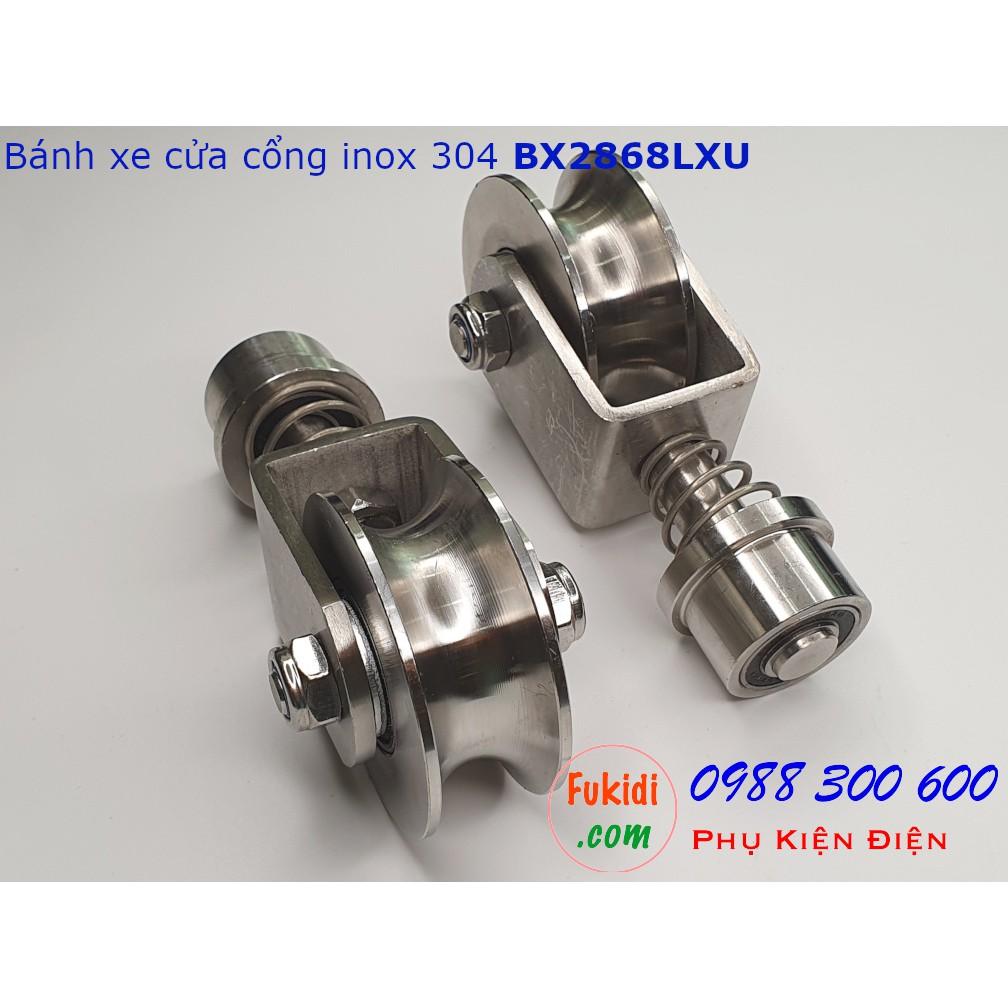 Bánh xe cửa cổng xoay 360 độ, inox 304 ray U size 28x68mm BX2868LXU