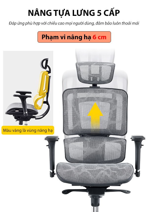 Ghế công thái học Nghia furniture LIFE 02 - Ghế văn phòng làm việc hỗ trợ cột sống chuẩn tư thế, big size, siêu chắc chắn