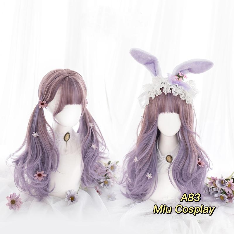 Wig/Tóc giả Ombre mix màu nâu tím cô thỏ dễ thương - A83 Nguyên đầu teen/lolita