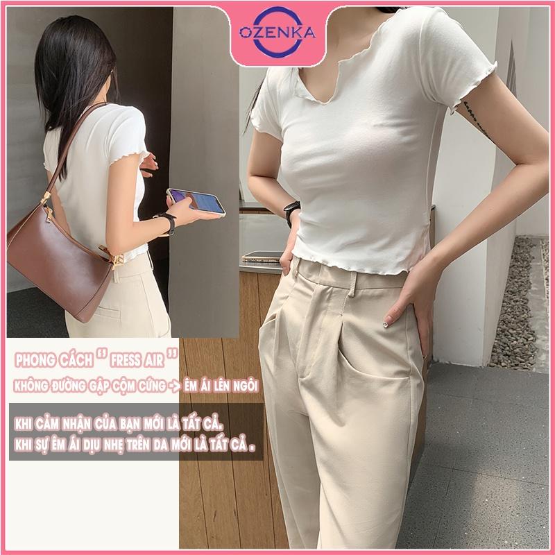 Áo croptop cộc tay ôm body fress air , ao crt nữ phong cách tối giản thun gân 100% cotton màu đen trắng free size